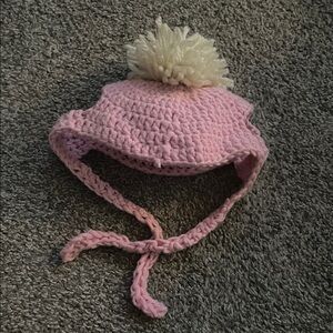 Pink Crochet Baby Hat with Pom Pom